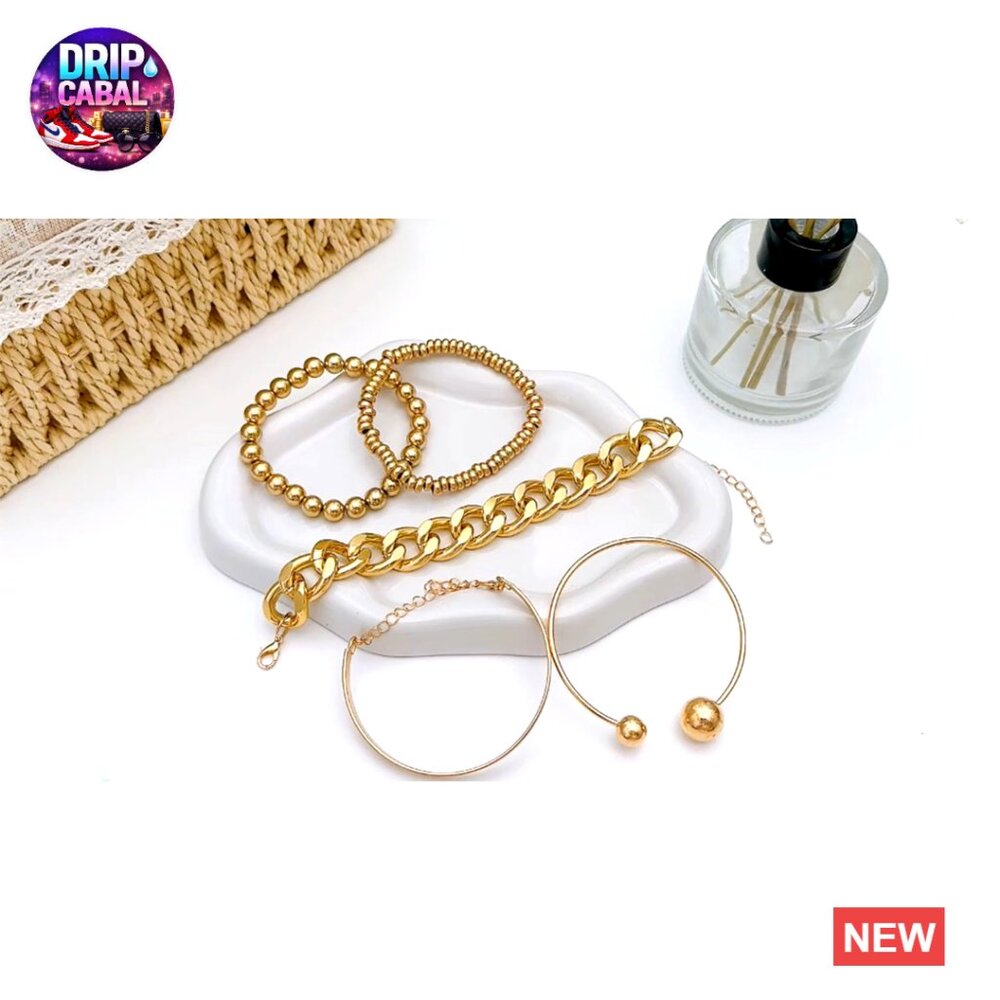 Stackable Chunky Adjustable Chain Beaded Cuff Ban… - image 7